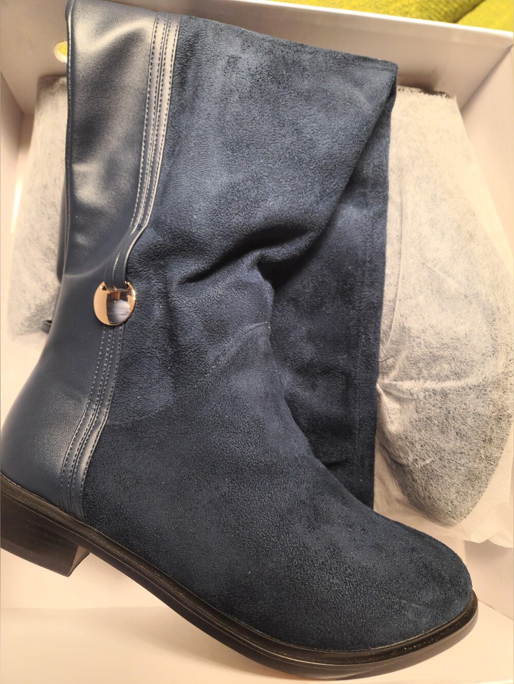 Seventh Avenue Black Ridge Tall Suede Boots - Color Navy - US Women's 9W